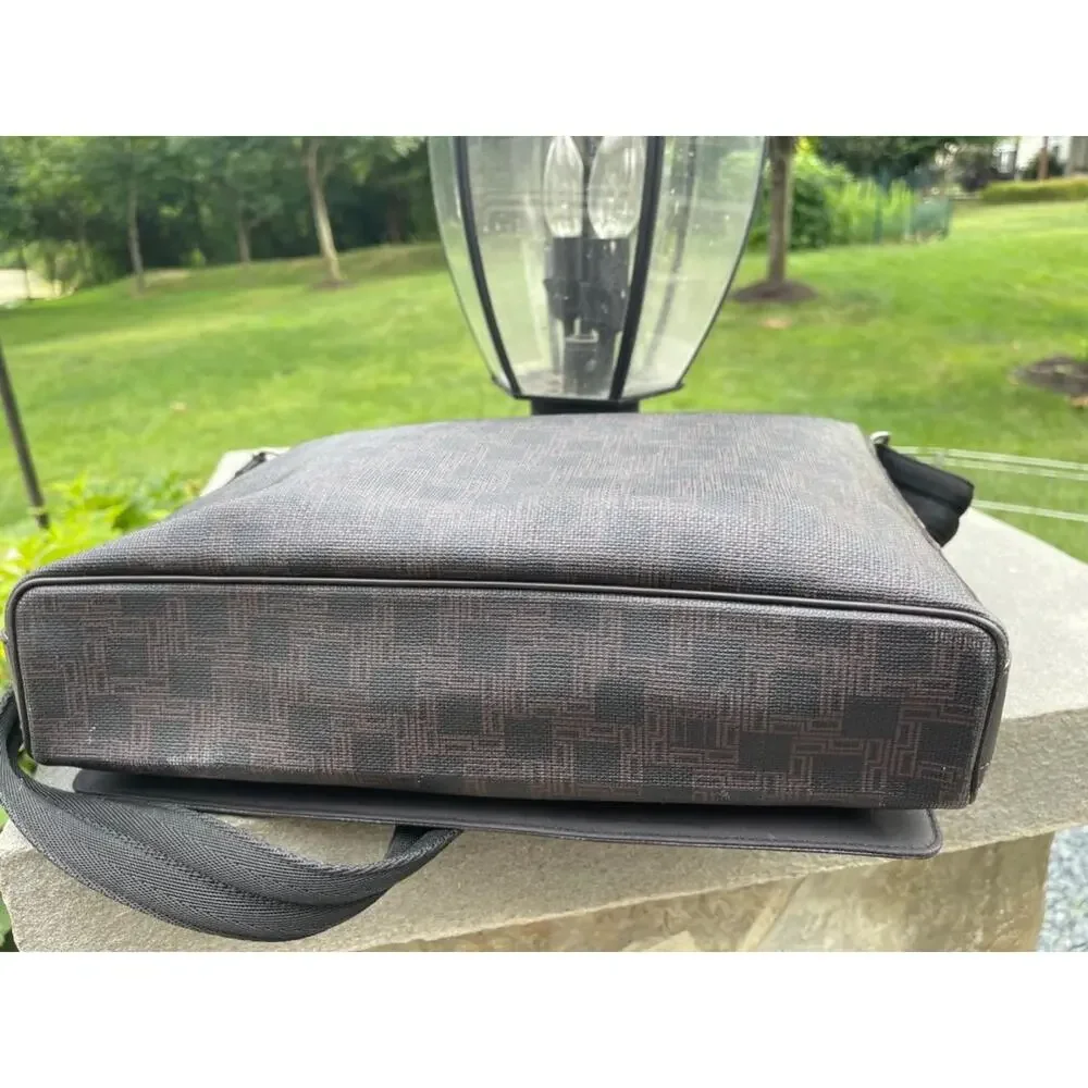 DUNHILL canvas leather FLAP BRIEFCASE BAG (PU110